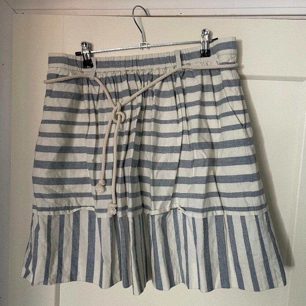 Madewell - M - White & Blue Nautical Stripe Skirt
